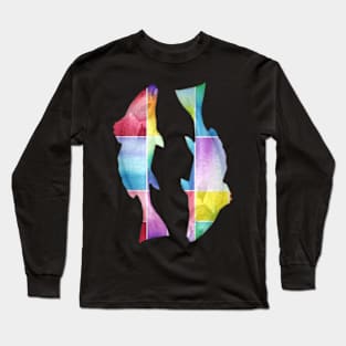 Geometric Pastel Rainbow Fish Long Sleeve T-Shirt